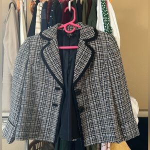 Alex Marie Womens Sz 4 Tweed Blazer 2 Button Navy